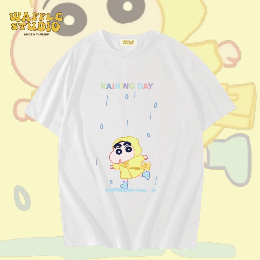 [ ส่งฟรี ] WS0099 เสื้อยืดโอเวอร์ไซส์ เสื้อยืดเกาหลี ผ้าคอตตอน100% เสื้อยืด ชินจัง WAFFLE STUDIO
