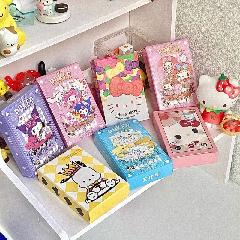 พร้อมส่ง การ์ดไพ่ เกมส์กระดาน sanrio ลายการ์ตูนชินจัง คุโรมิ คิตตี้ เมโลดี้ น่ารัก