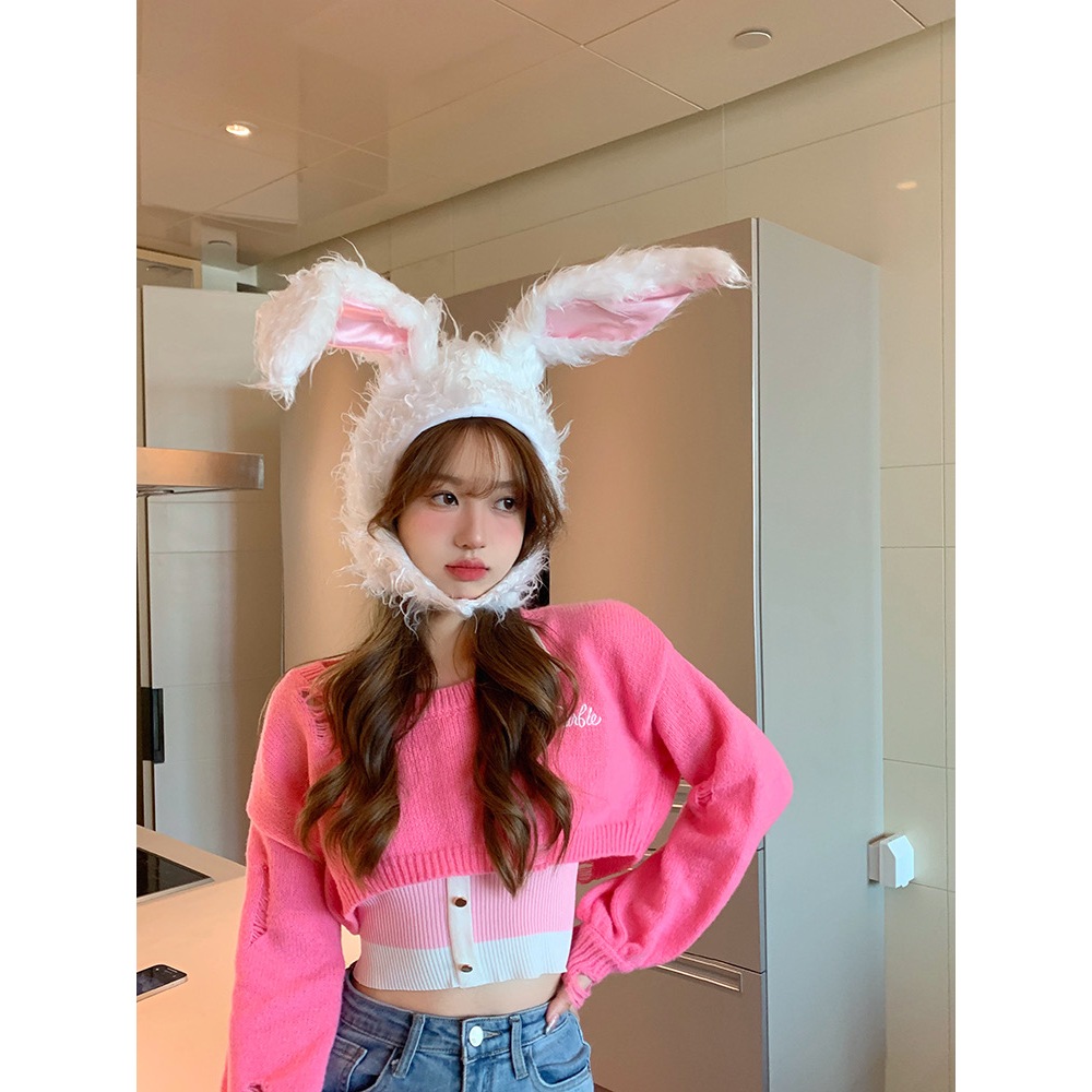 หมวกขนหูกระต่ายนุ่มๆ ผ้ากำมะหยี่ขนนุ่มนิ่ม สไตล์เกาหลีน่ารักๆ แฟชั่นกระต่ายน้อย สินค้าพร้อมส่ง