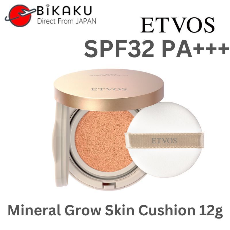 🇯🇵【ส่งตรงจากญี่ปุ่น】Etvos Mineral Grow Skin Cushion (เคส + พัฟ) Spf32 Pa +++ 0.4 ออนซ์ (12 กรัม) เบสเมคอัพ เซราไมด์ รูปร่างมนุษย์ / ความงาม Uv Bikaku
