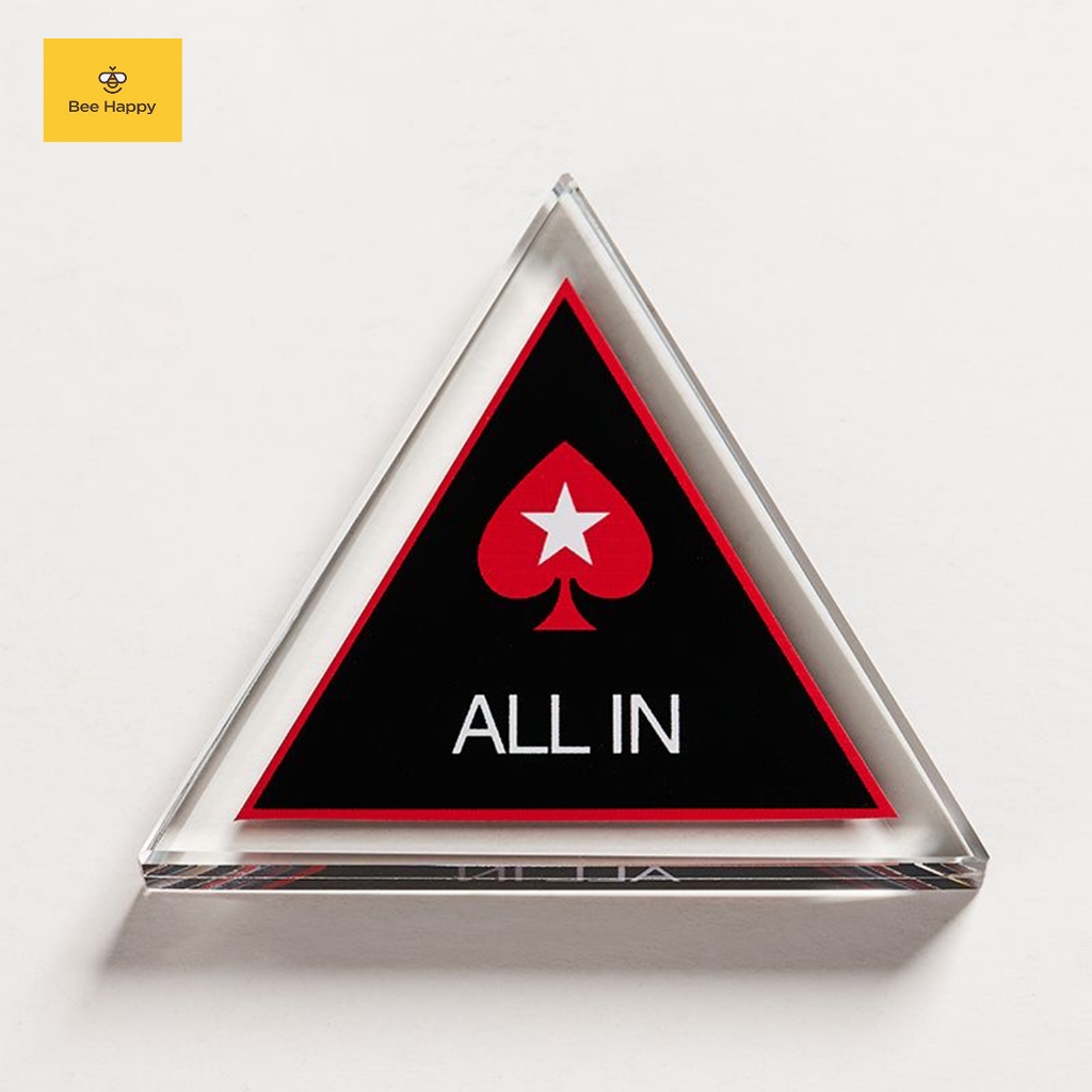 อะคริลิคสามเหลี่ยมสองหน้า ALL IN สีแดง พีช หัวใจ ดาวห้าแฉก