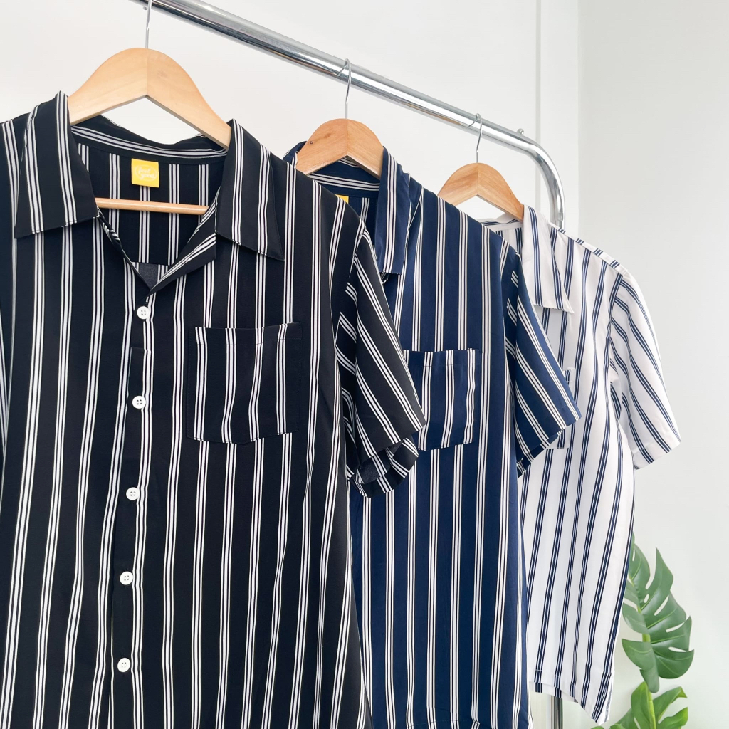 เสื้อเชิ้ตลายทางสไตล์สุดเท่ คูล Summer Beach Vibes HS74
