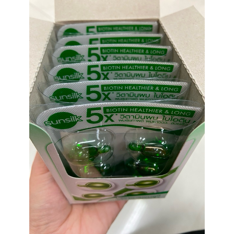 **ยกกล่อง** SUNSILK BIOTIN HEALTHIER&LONG ซันซิล ไบโอติน เฮลธีเออร์ แอนด์ ลอง แฮร์ วิตามิน (สีเขียว) 1 มล.