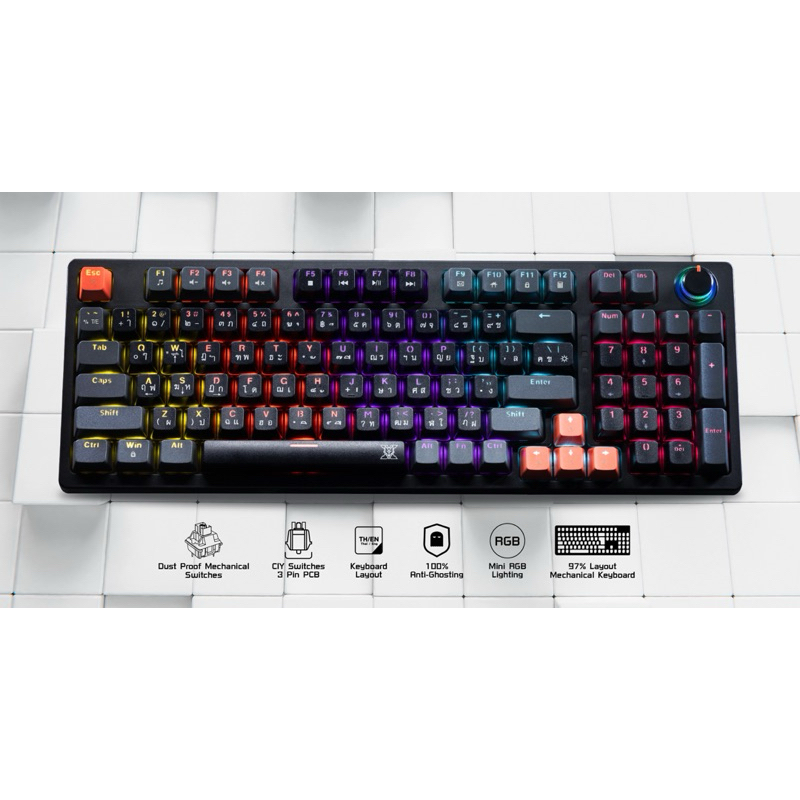 คีย์บอร์ดเกมมิ่ง NUBWO X801 ELEANOR Mechanical MINI RGB CIY Switch ขนาด 97% Full-Size Keyboard มี 2 Layout ประกัน 2 ปี
