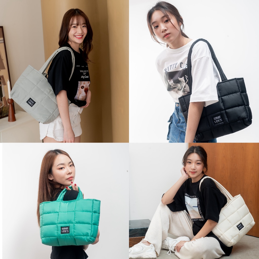 BESTSELLER vibes.brandd ⌇Puff Vibes Nylon Padded Bag⌇มี 4 สี