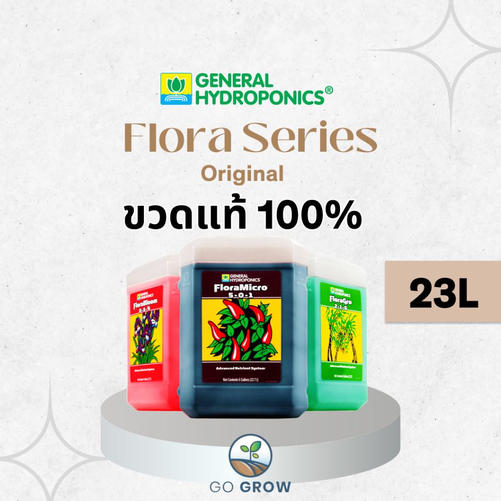 [ขวดแท้] General Hydroponics Flora Series 23L ปุ๋ยทำดอก ปุ๋ยทำใบ ให้สารอาหารสูง