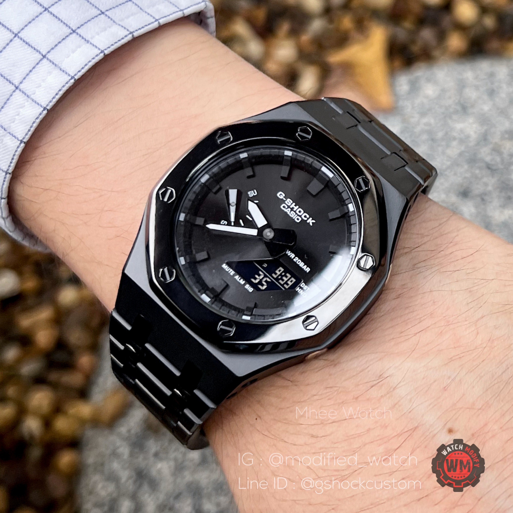 G-SHOCK Casioak Ga-2100 Customized Black Dial Metallic Better Version