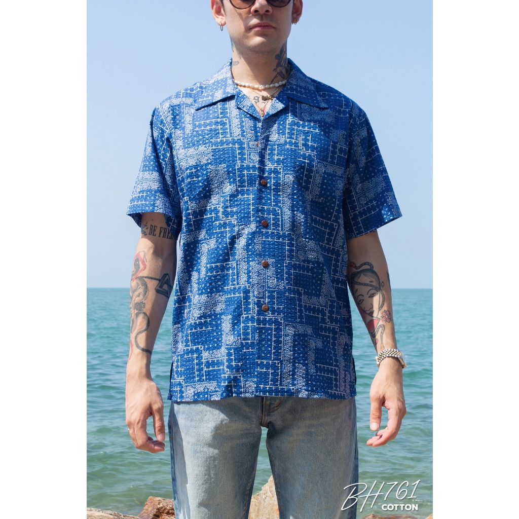 Simple&amp;Raw - เสื้อเชิ้ต BH761 BlueHawaii Shirts (ฺBlue)