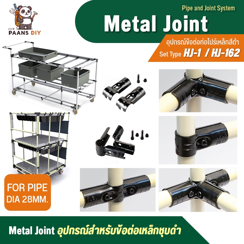 PAANS DIY🛠ข้อต่อเหล็กชุบดำ ข้อต่อท่อไปร์เหล็กสีดำ Metal Joint (Black) For Pipe Dia.28mm.