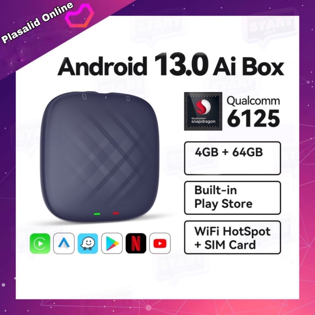 กล่องแอนดรอยด์ Android AI Box Ram 4gb/Rom 64gb CPU 8cores Android Ver.13 รองรับจอที่ีมี AppIe CarPlay &amp; Android Auto