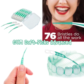 GUM Soft-Picks Original, Advanced, Comfort Mint, Wider Spaces ไม้จิ้มฟันแบบนุ่ม พร้อมกล่องใส่สำหรับพกพา กัม ซอฟท์พิคส์
