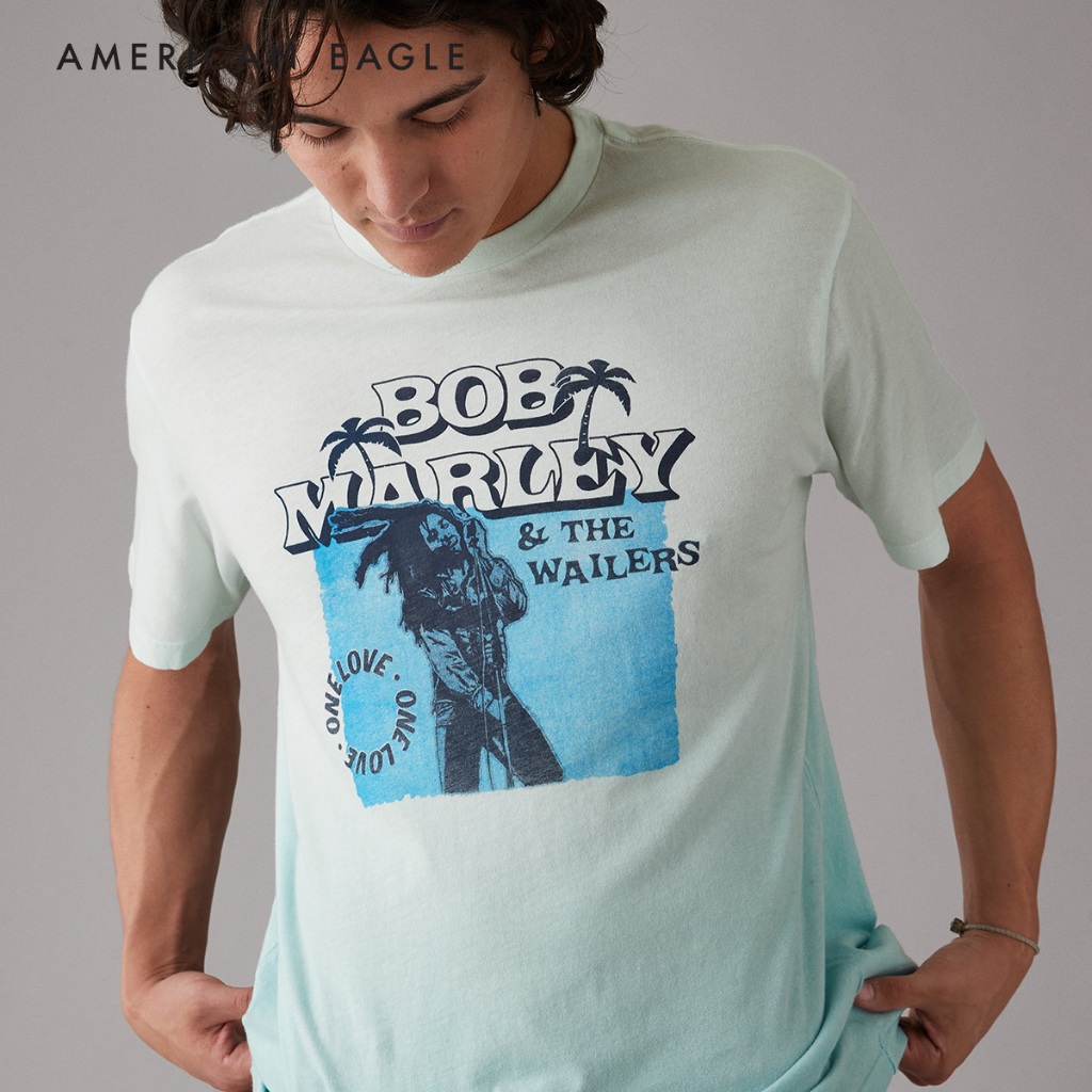 American Eagle Bob Marley Graphic T-Shirt เสื้อยืด ผู้ชาย กราฟฟิค (EMTS 017-3523-401)