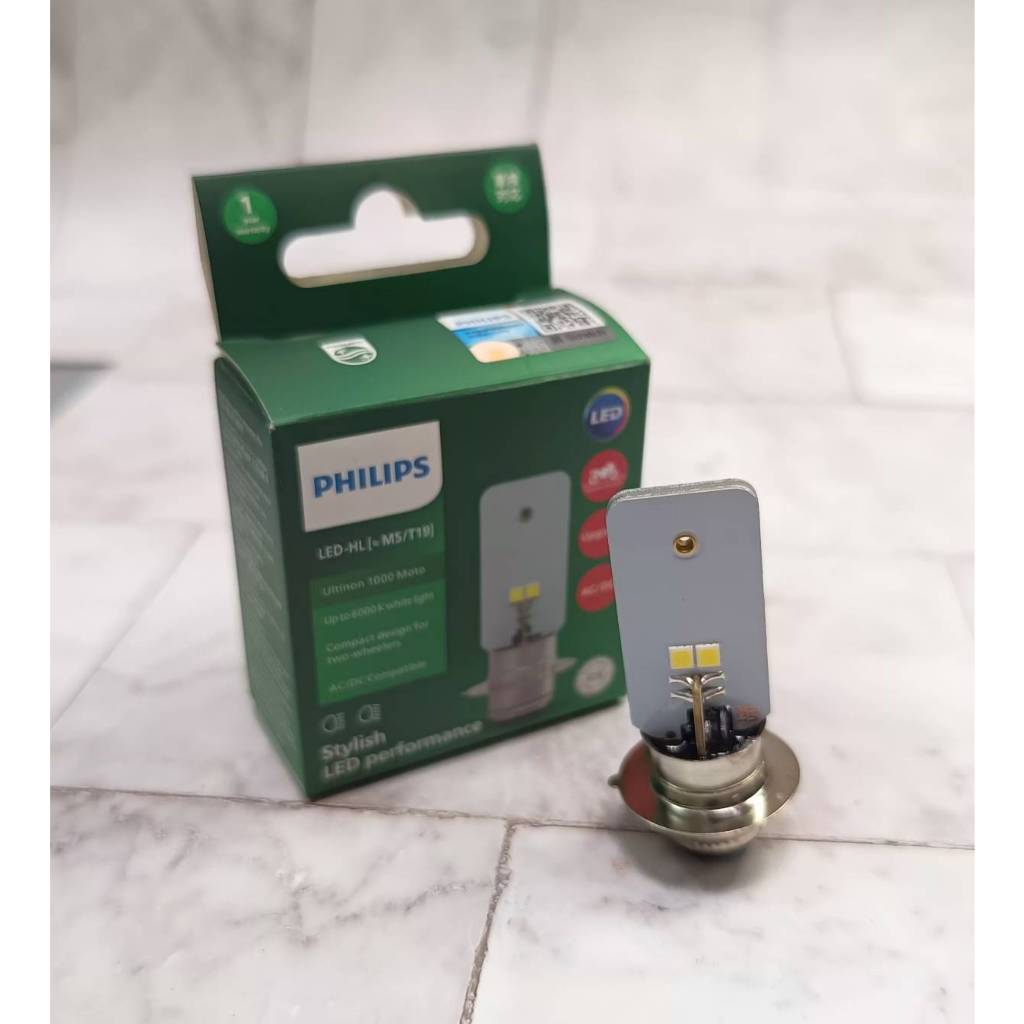 ของแท้ 100% หลอดไฟหน้า LED PHILIPS ฟิลิปส์ M5 (T19) 12V DC แสงขาว 6000K ใส่ได้เลยไม่ต้องแปลง รุ่นใหม