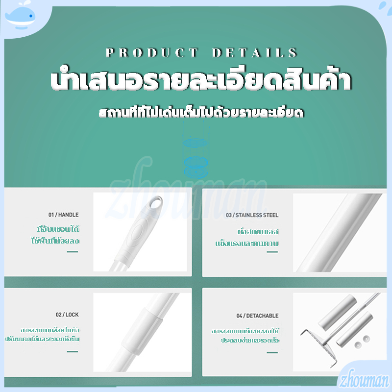 ลูกกลิ้งดักฝุ่น ที่กลิ้งกำจัดฝุ่นแบบยาว ลูกกลิ้งเก็บฝุ่น 24CM ที่เก็บขน ด้ามจับปรับความยาวได้ ที่ดูดขน ลูกกลิ้งเก็บฝุ่น ราคา ถูกที่สุด ดีลบีเคเค แกลเลอรีภาพที่ 7