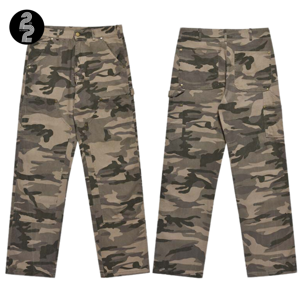 KR1218 "Military Retro Jeans" กางเกงยีนส์ลายทหารสุดเท่สายสตรีทห้ามพลาดด