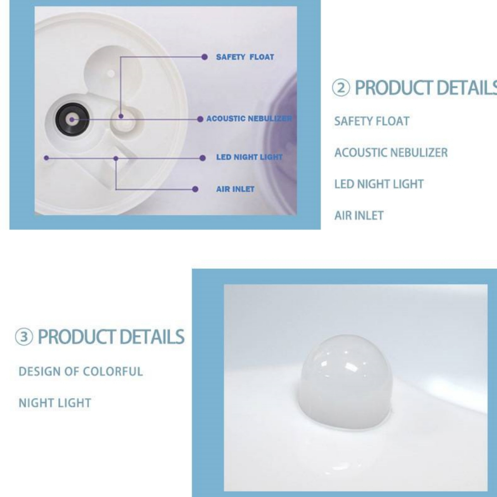 Tเครื่องทำความชื้นในครัวเรือนแบบอัลตราโซนิค2.4L หยดน้ำขนาดใหญ่เครื่องเพิ่มความชื้น Humidifier เงียบความชื้นหมอก เครื่องพ - รูปที่ 3