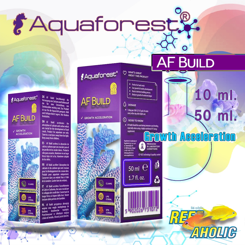 Aquaforest AF Build 10 และ 50 ML ช่วยให้การดูดซึมสารอาหารของปะการัง มีประสิทธิภาพมากยิ่งขึ้น