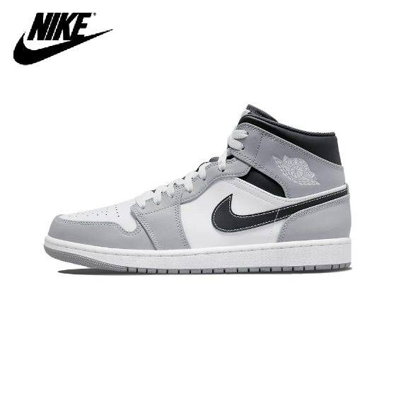 Nike Air Jordan 1 Mid Light Smoke Grey 554724 078 【ของแท้ 100%】รองเท้าบาส