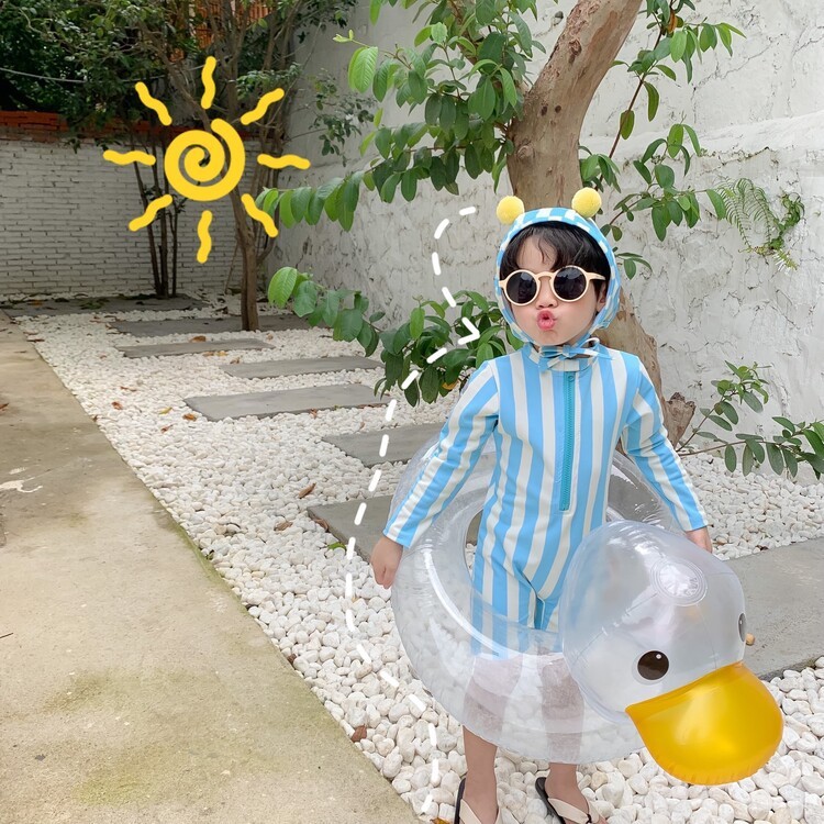 SM02 (สินค้าพร้อมส่ง) ชุดว่ายน้ำเด็ก ลายใหม่มินิมอล สไตล์เกาหลี - รูปที่ 5