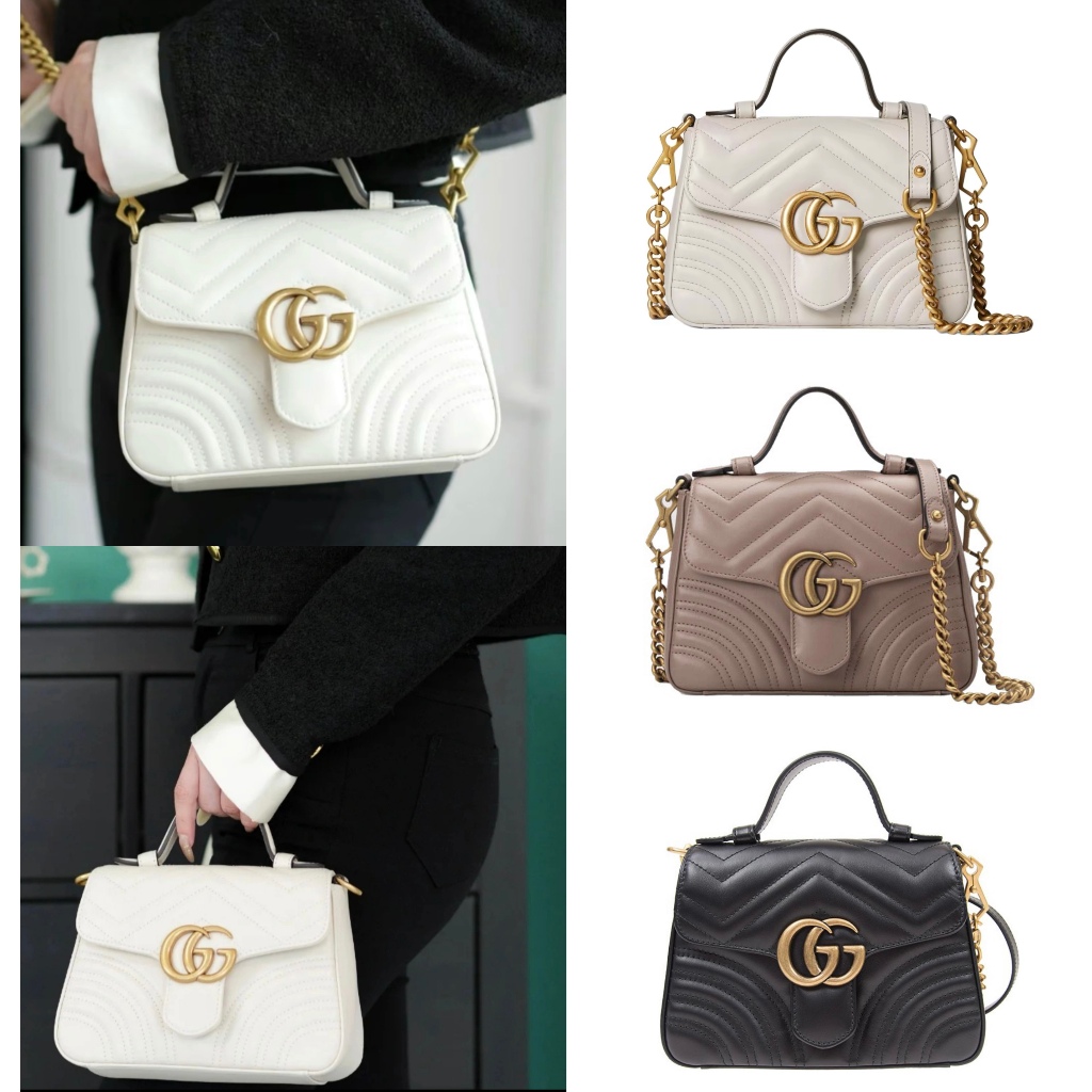 Gucci/Marmont/กระเป๋าถือ/กระเป๋าสะพายข้าง/ของแท้ 100%