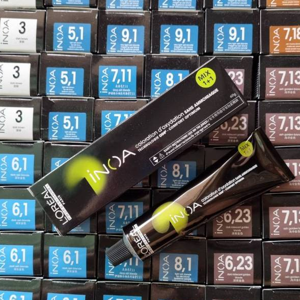 Loreal INOA hair color cream NON AMMONIA with ODS technology 60ml  สีย้อมผมชนิดปราศจากแอมโมเนียด้วยเทคโนโลยีบำรุงพิเศษ