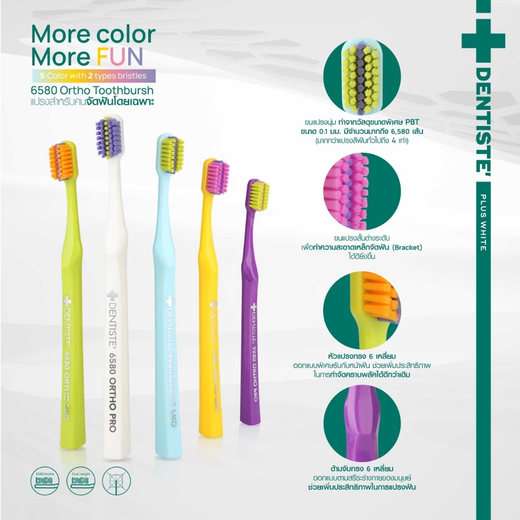 แปรงจัดฟัน dentiste 6580 ortho pro แปรงสำหรับคนจัดฟันโดยเฉพาะ ราคา/ด้าม