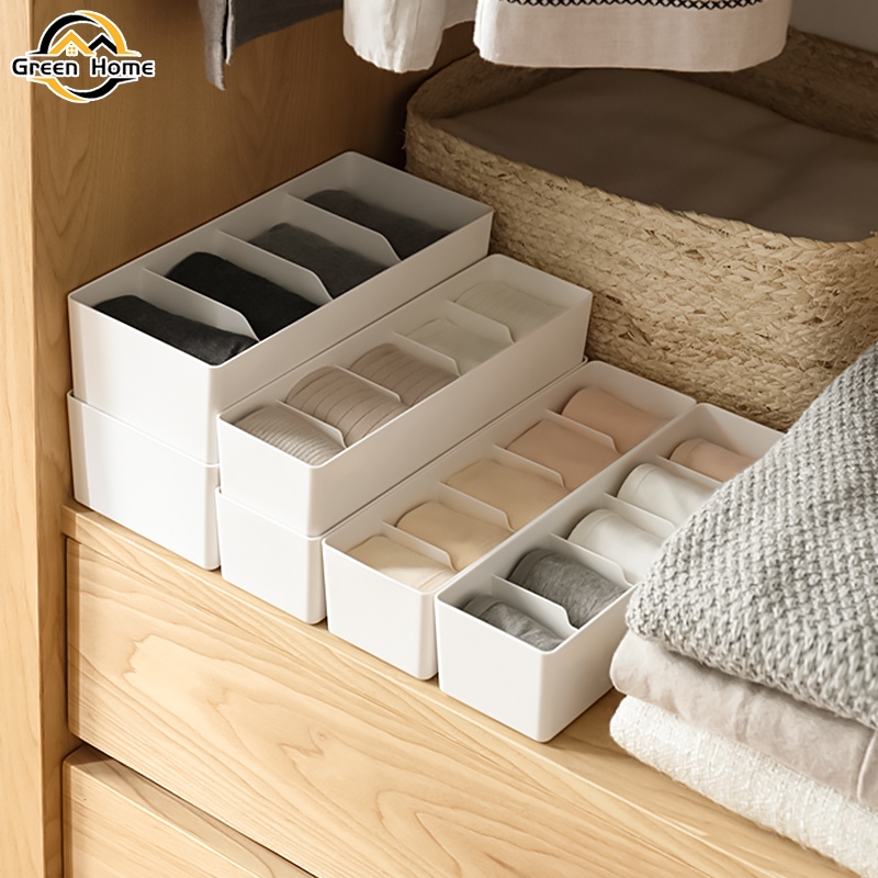 GreenHome กล่องเก็บถุงเท้า กล่องเก็บของอเนกประสงค์ กล่องพลาสติก จัดเก็บเนคไท ชุดชั้นใน หรือของใช้เบ็ดเตล็ด