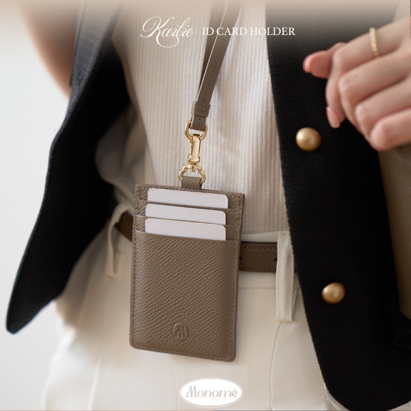 KAILY : ID Card holder, Badge holder ที่ใส่บัตรพนักงาน พร้อมสายคล้องคอ หนังวัวแท้