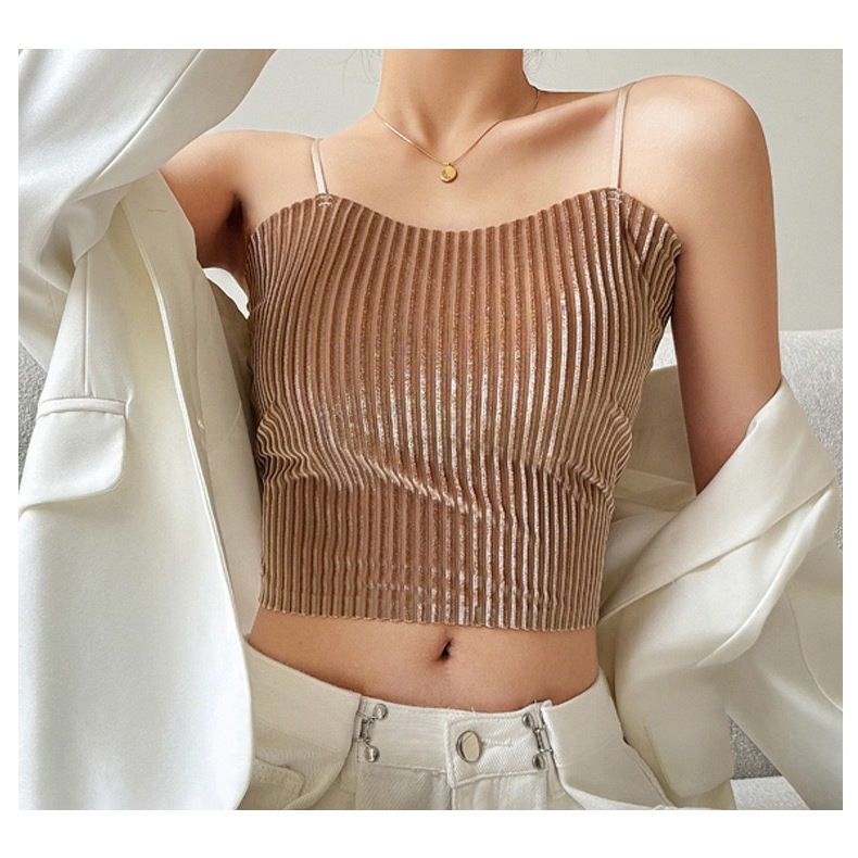 PX ราคาพิเศษ เสื้อสายเดี่ยวออกงาน ผ้ากำมะหยี่สุดหรู ดูแพง เสริมฟองน้ำ สามารถปรับสายได้ สีดำ สีขาว สีทอง