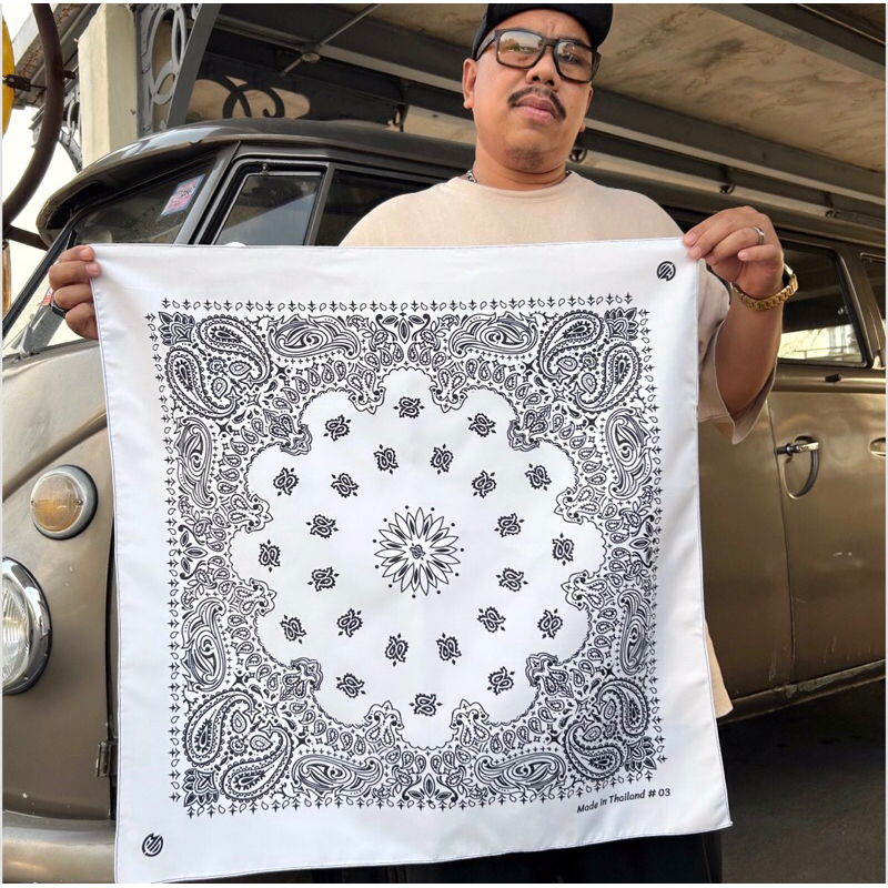 ผ้าโพกหัวแฟชั่น ผ้าโพกหัวชาย ผืนใหญ่ 70 ซม. (พร้อมส่งจากไทย) Bandana large size 27 inch.