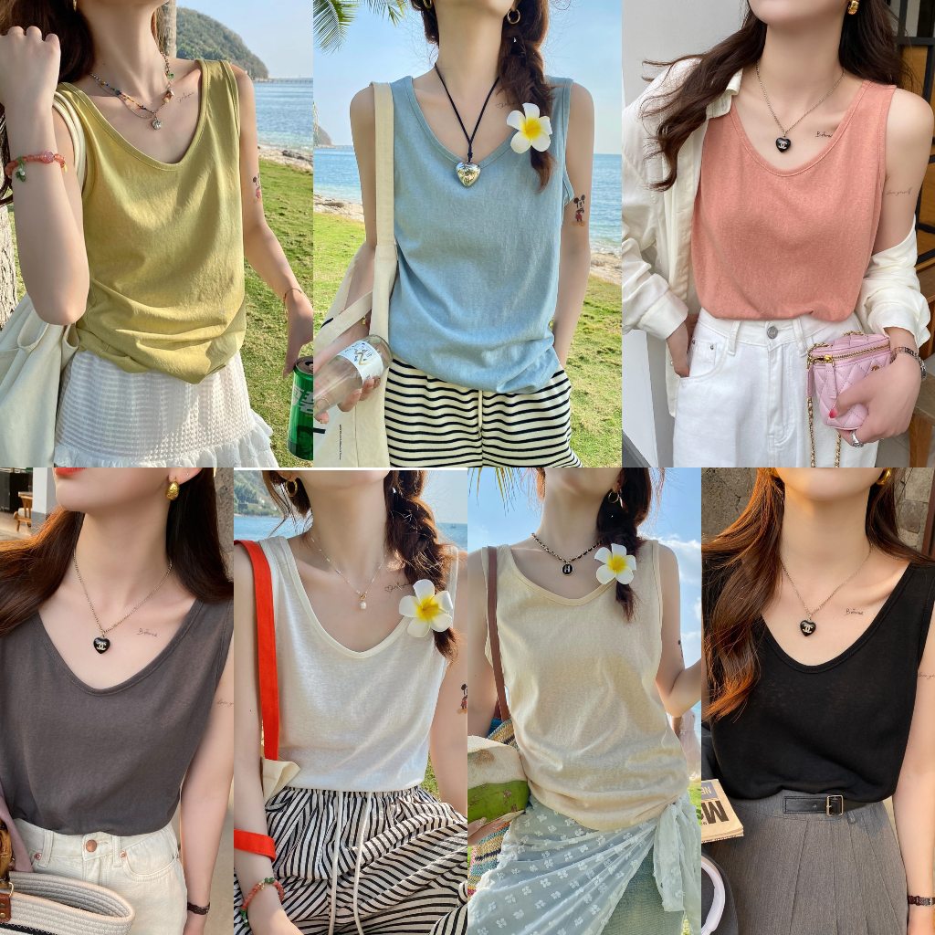 GHAOHES ส่งไวจากไทย เสื้อกล้าม ทรงสลิม  แขนกุด 7สี (1003)