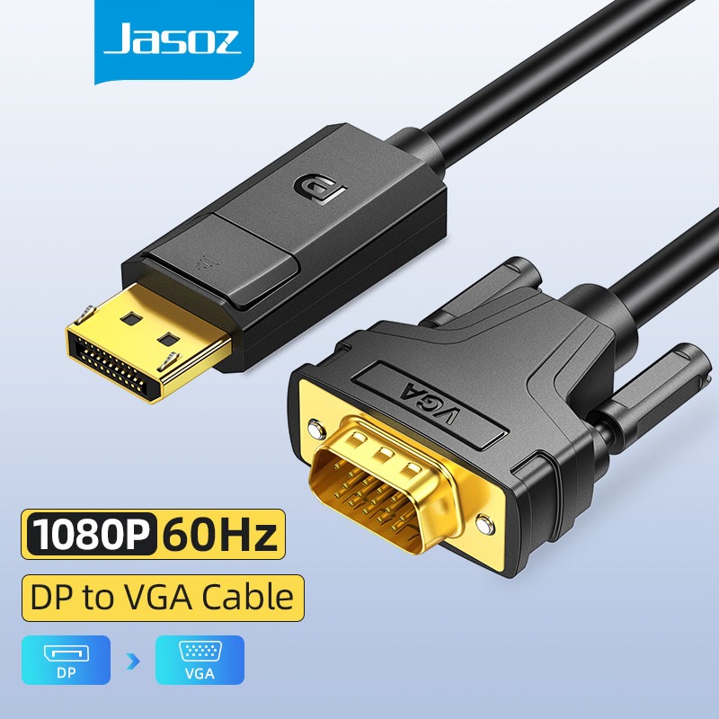 COD Jasoz สาย DP to VGA Cable ตัวผู้ เป็น ตัวผู้ สีทอง สําหรับหน้าจอคอมพิวเตอร์ For computer PS3 4