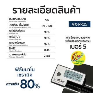 ฟิล์มกรองแสงนาโนเซรามิค Polarized ชุด DIY ฟิล์มเซรามิค ฟิล์มติดกระจก กันบ้านร้อน ประหยัดไฟเบอร์ 5