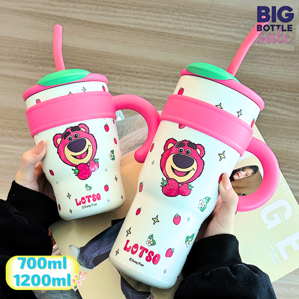 แก้วเก็บความเย็น  แก้วน้ำพร้อมหูจับ สแตนเลส SUS316 ลายการ์ตูน ขนาด 700ml /1200ml