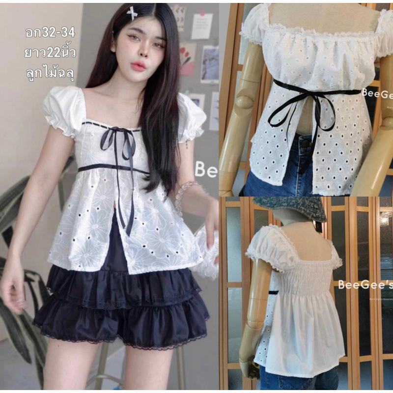 เสื้อแขนตุกตาลูกไม้ น่ารักสาวๆใส่สวยมากดูแพง