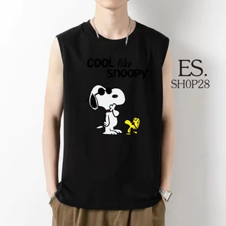 ES.SHOP28 เสื้อแขนกุด ผู้หญิงผู้ชาย หลวม ๆ ฤดูร้อนผู้หญิง ลายการ์ตูน OP93