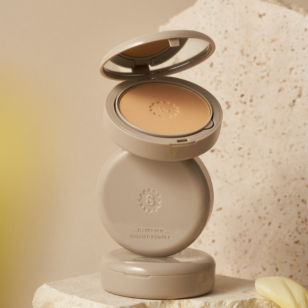SUPERMOM l Second skin pressed powder แป้งผสมรองพื้น เบลอรูขุมขน สูตรKorea พัฟสองด้านแบบพิเศษ