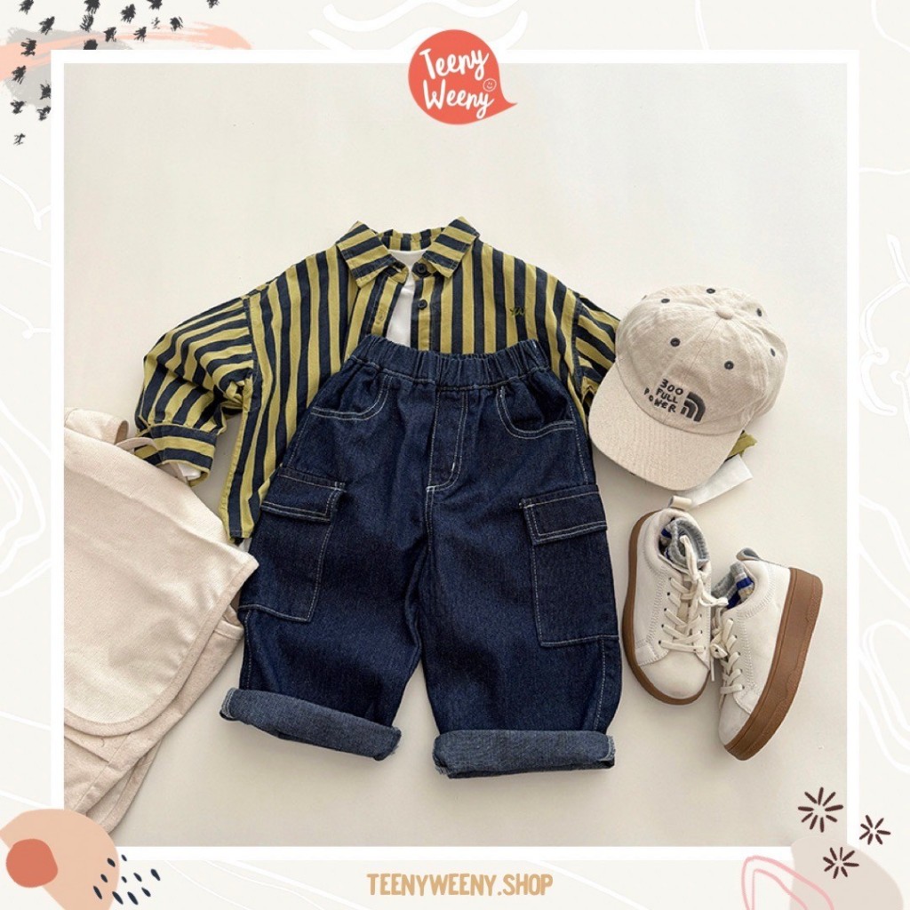 พร้อมส่ง - กางเกงยีนส์เด็ก ทรงคาร์โก้ cargo jeans