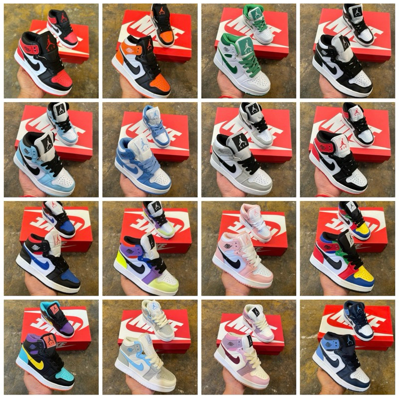 รองเท้าผ้าใบเด็ก New Jordan รุ่น (หุ้มข้อ) sz.25-36 สำหรับเด็กพร้อมส่ง มีบริการเก็บปลายทาง