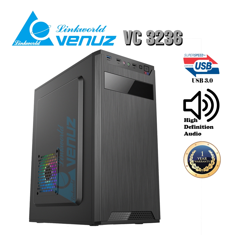 VENUZ ATX computer case VC 3236 – Black