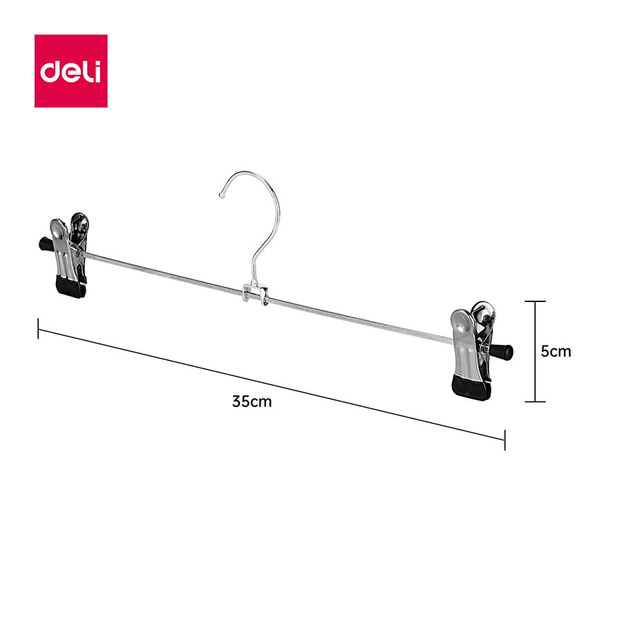 Deli ไม้แขวนเสื้อแบบหนีบ ไม้แขวนเสื้อสแตนเลส ที่แขวนเสื้อ ตัวหนีบสแตนเลส ปรับระดับได้ Pant Clip - รูปที่ 3