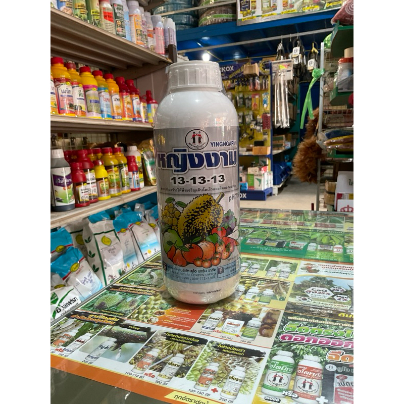 หญิงงาม สูตร 13-13-13 ช่วยเสริมสร้างให้พืชเจริญเติบโตของเร็ว และติดดอก ออกผล  (ปริมาณ 1 ลิตร)