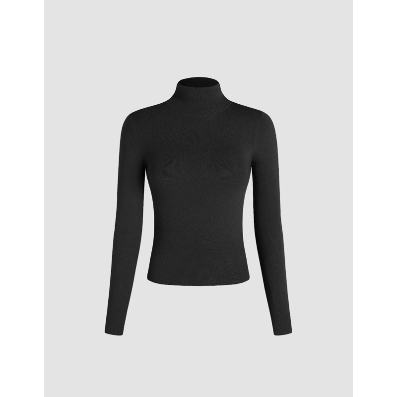 Cider เสื้ิอคอเต่าผ้าknitสีดำ