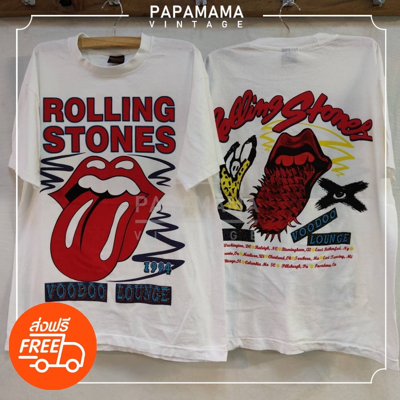[ The Rolling Stones ] ป้าย USA เสื้่อทัวร์ วงร๊อค เสื้อวินเทจ  papamama vintage shirt