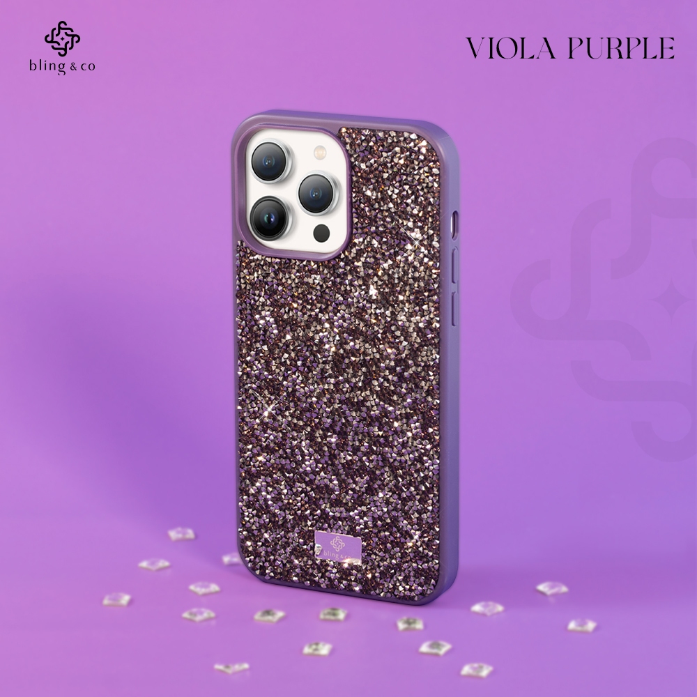 Bling & Co เคส สี Viola Purple สำหรับ iPhone 16 12 13 14 15 Plus Pro Max ลายกลิตเตอร์ Sparking premium case