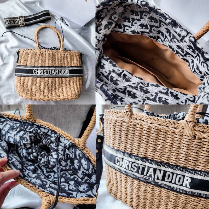 🍓พร้อมส่ง🍓 กระเป๋าสาน Dior Wicker basket bag ทรง Shopping งาน Hi-End เกรดตัวแพง มีสายสะพายยาว ซับด้านในเป็นผ้าทอลายดิออ