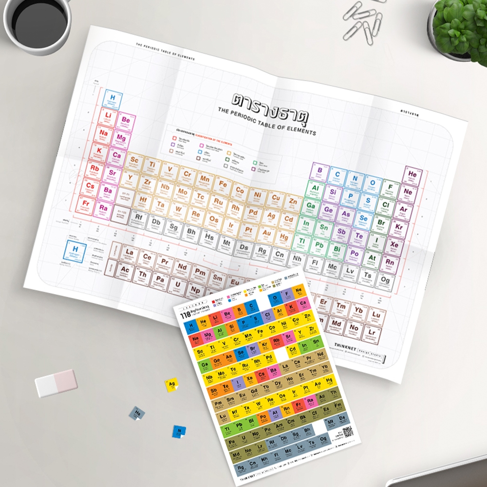 แผ่นพับตารางธาตุ 2 ภาษา 2 รูปแบบ Folded Paper Poster: Duo Bilingual Periodic Table