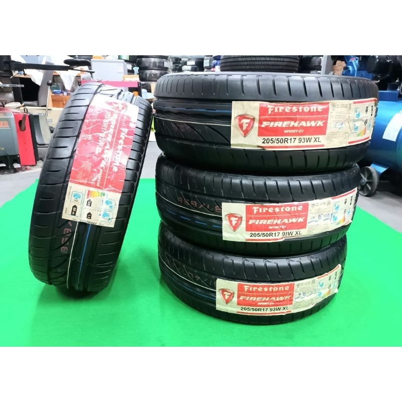 ยางใหม่ค้างปี 205/50R17 Firestone Firehawk Sport01 ผลิตปี 2021 ประกันบวม 2 ปี พร้อมจุ๊บลม 4 ตัว จัดส