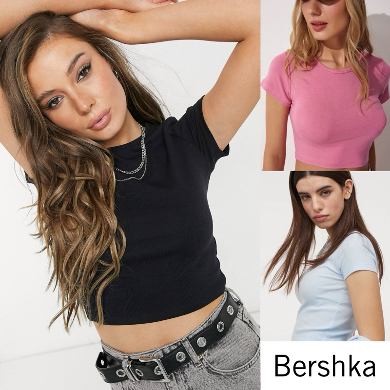 Bershka crop t-shirt 🖤🩷🩵 Fit Pattern