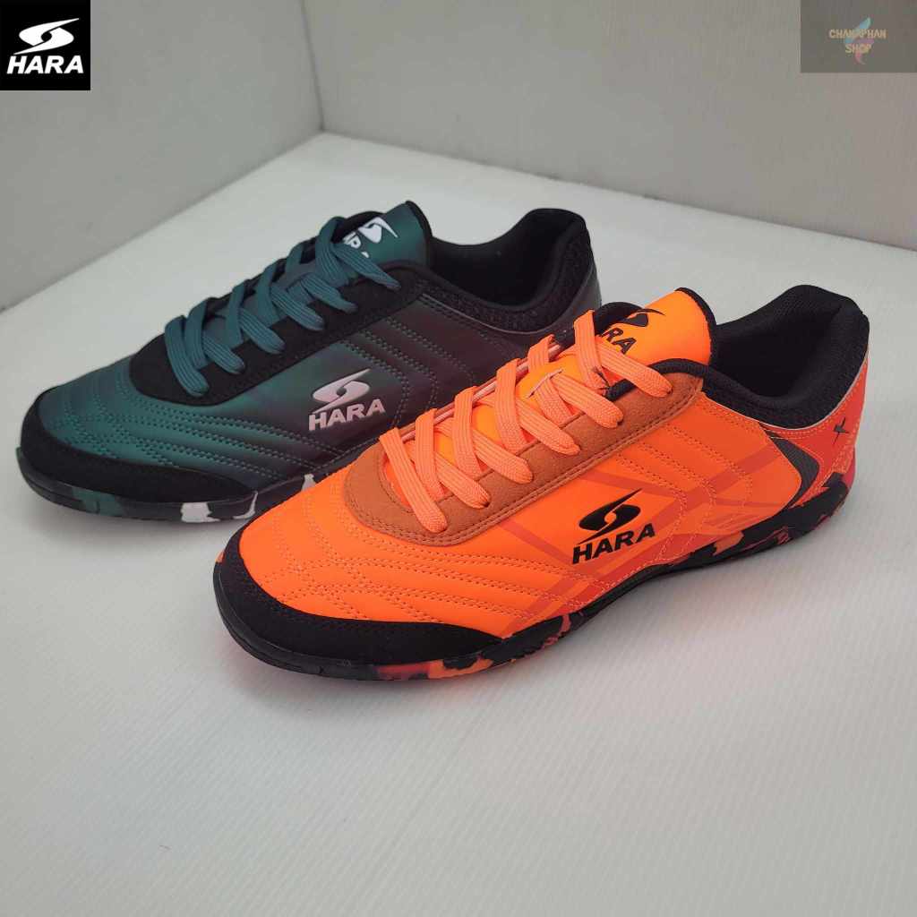 HARA Sports รองเท้าฟุตซอล รุ่น Futsal-X รองเท้าฟุตซอล สีส้ม/สีเขียว รุ่น FS28 SIZE 39-45